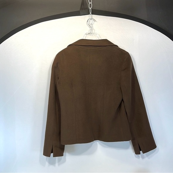 Vintage S & D Chocolate Brown Lined virgin Wool One Button Womens L  Blazer USA - Picture 3 of 8